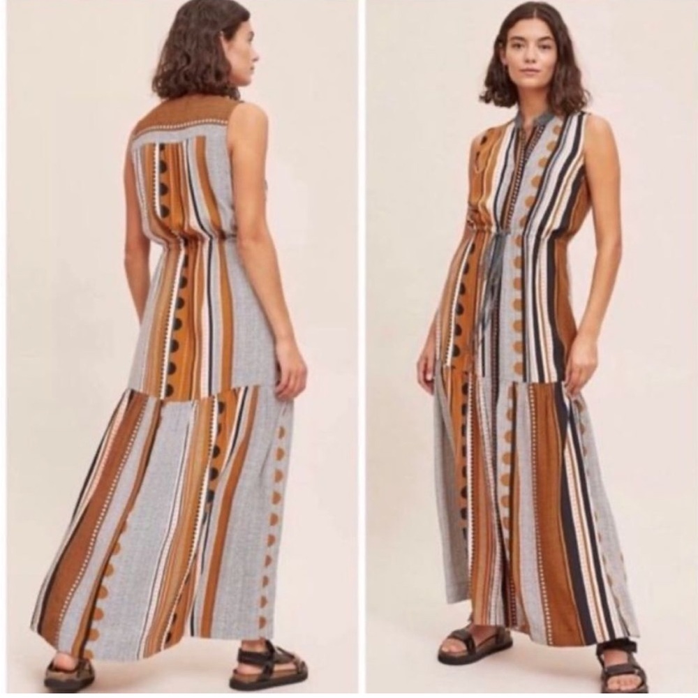 NWT Anthropologie Maeve “Alondra” sleeveless maxi dress tie waist